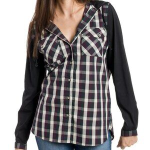 Ably Avonlea Fillium Activated Long Sleeve Button Up Shirt Womens Small Plaid